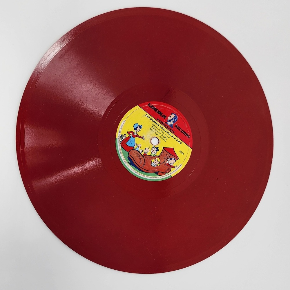 Vintage Lincoln Unbreakable Records Red Vinyl Childrens Record Story‎ Book